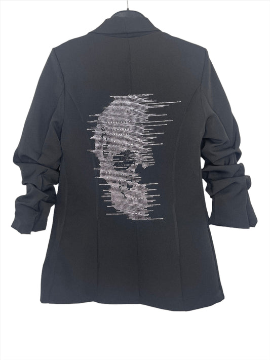 Blazer, Ruched Black, Silver Faded Skull