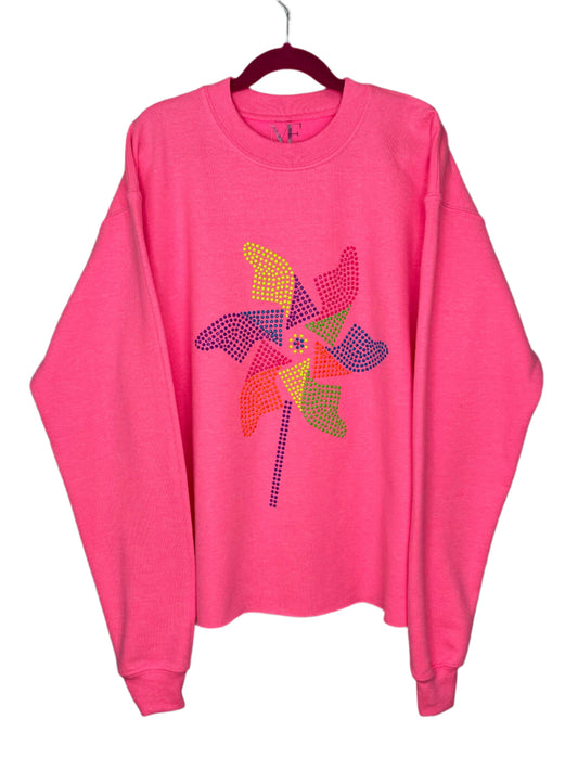 KIDS Rainbow Pinwheel Pink Sweatshirt