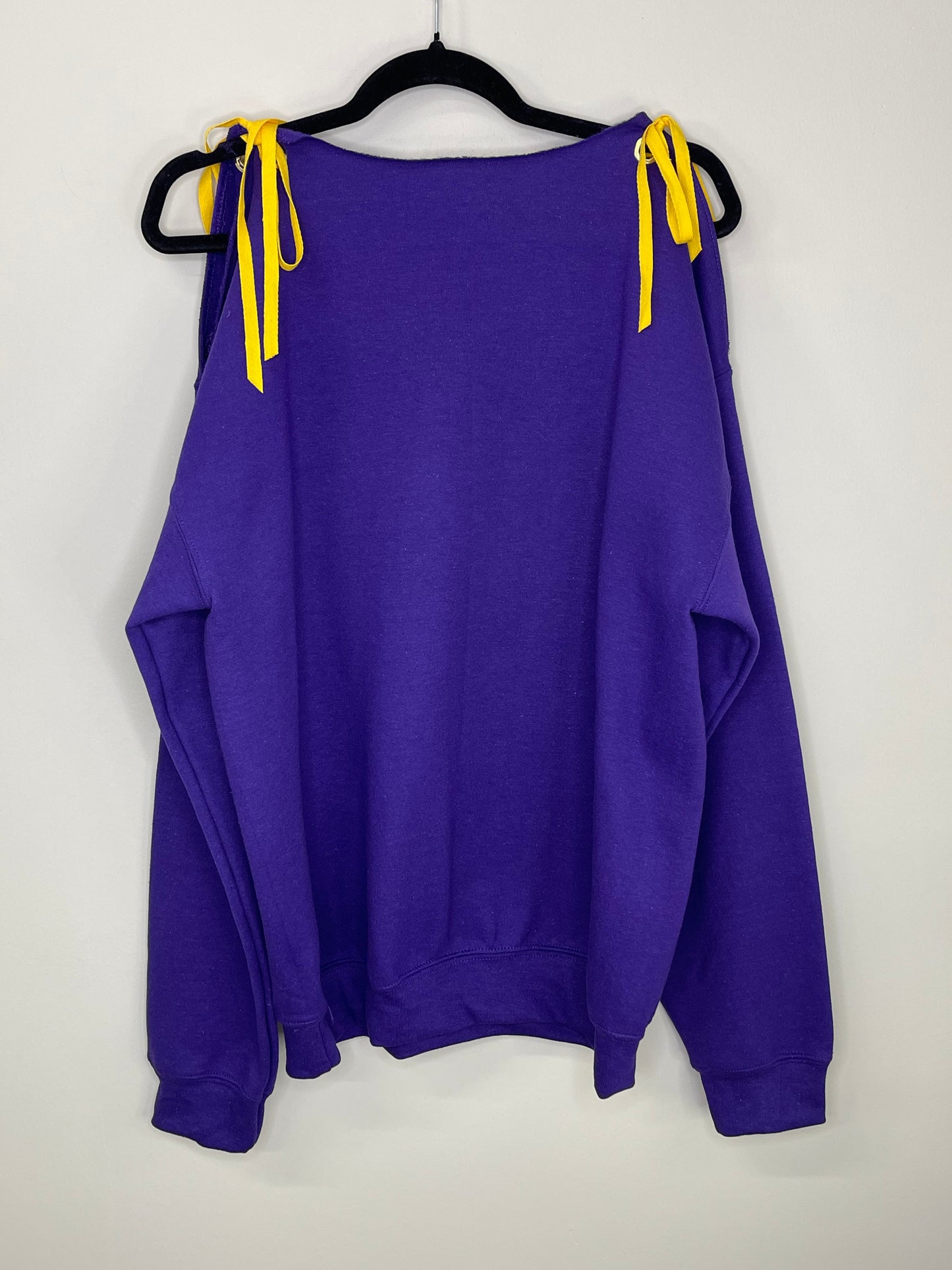 Game Day Sweatshirt, Crewneck Purple, Go Tigers Go w/ Yellow Ties