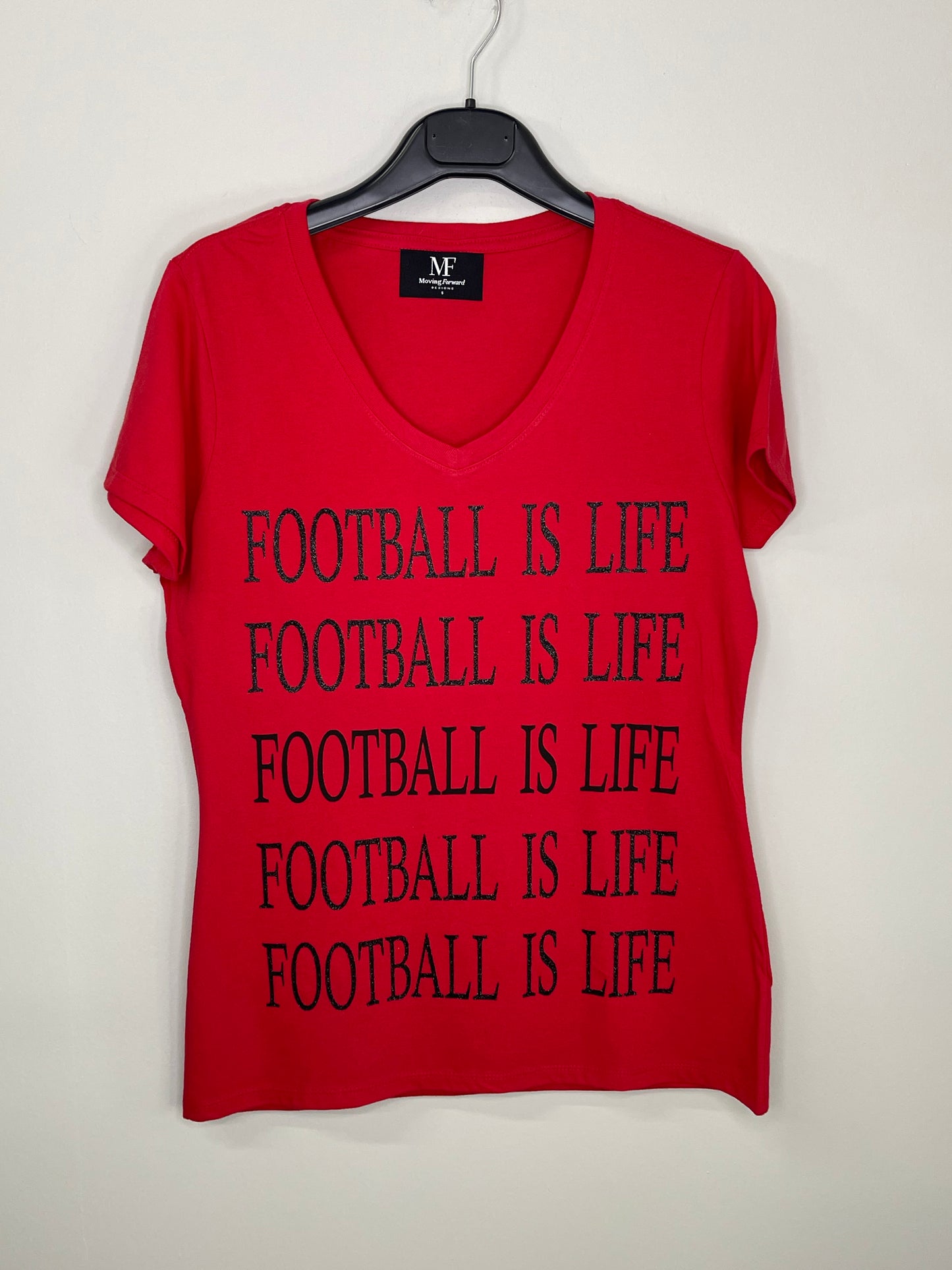 T-Shirt, Red V-Neck, Football is Life