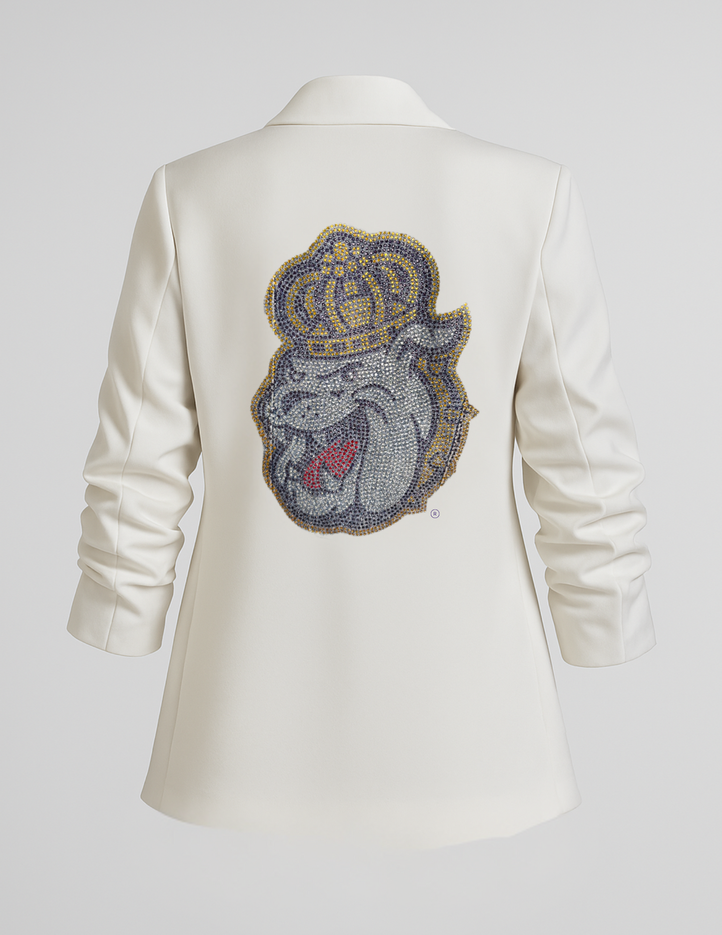 Game Day Blazer, White Ruched, Crystal JMU Duke