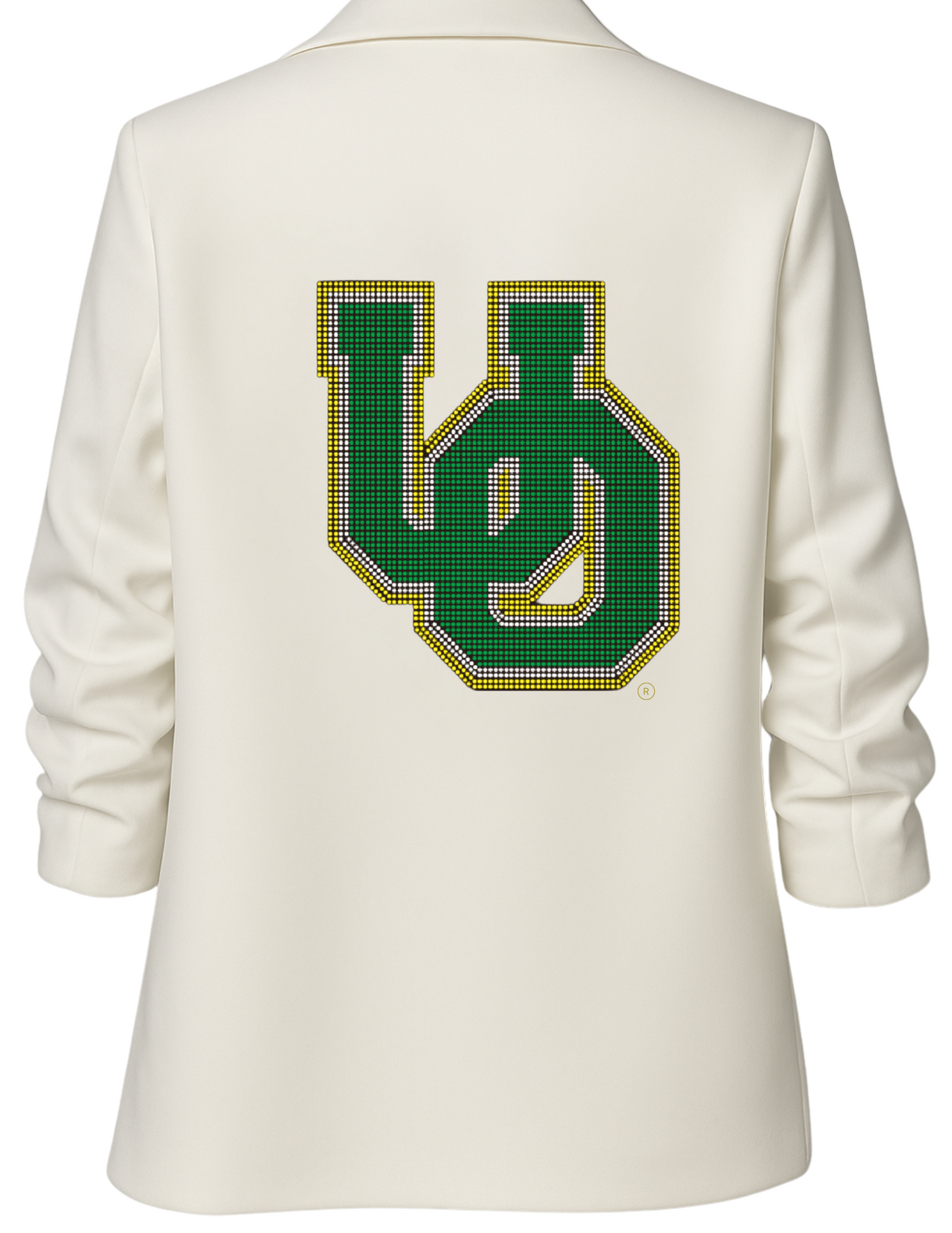 Game Day Blazer, White Ruched, University Of Oregon Large Interlocking UO