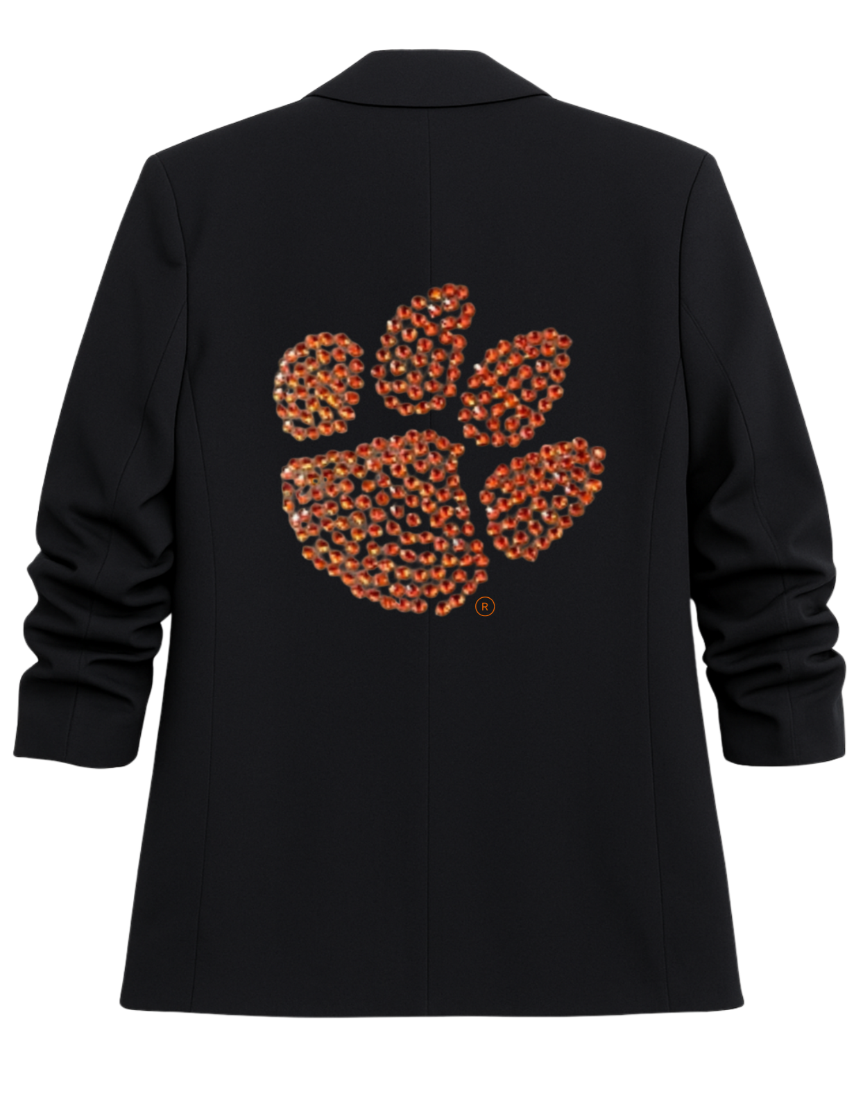 Game Day Blazer, Black Ruched, Clemson Orange Paw