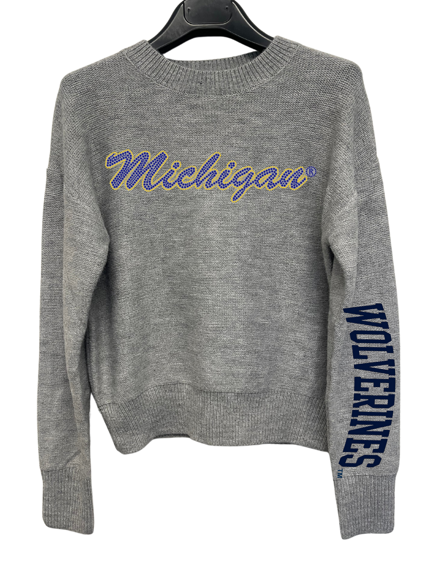 University of Michigan Wolverines Script Gray Crewneck Sweater