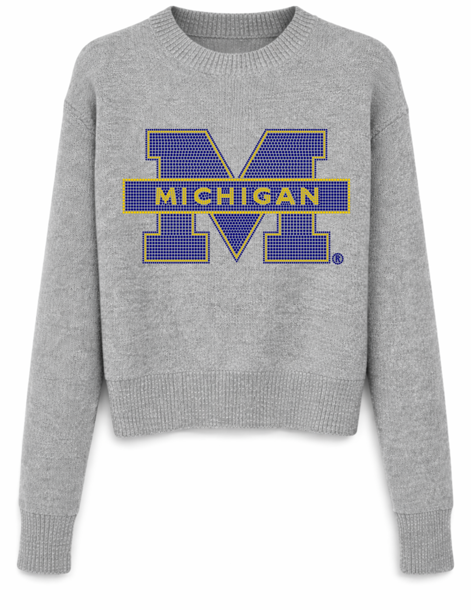 University of Michigan Block M Gray Crewneck Sweater