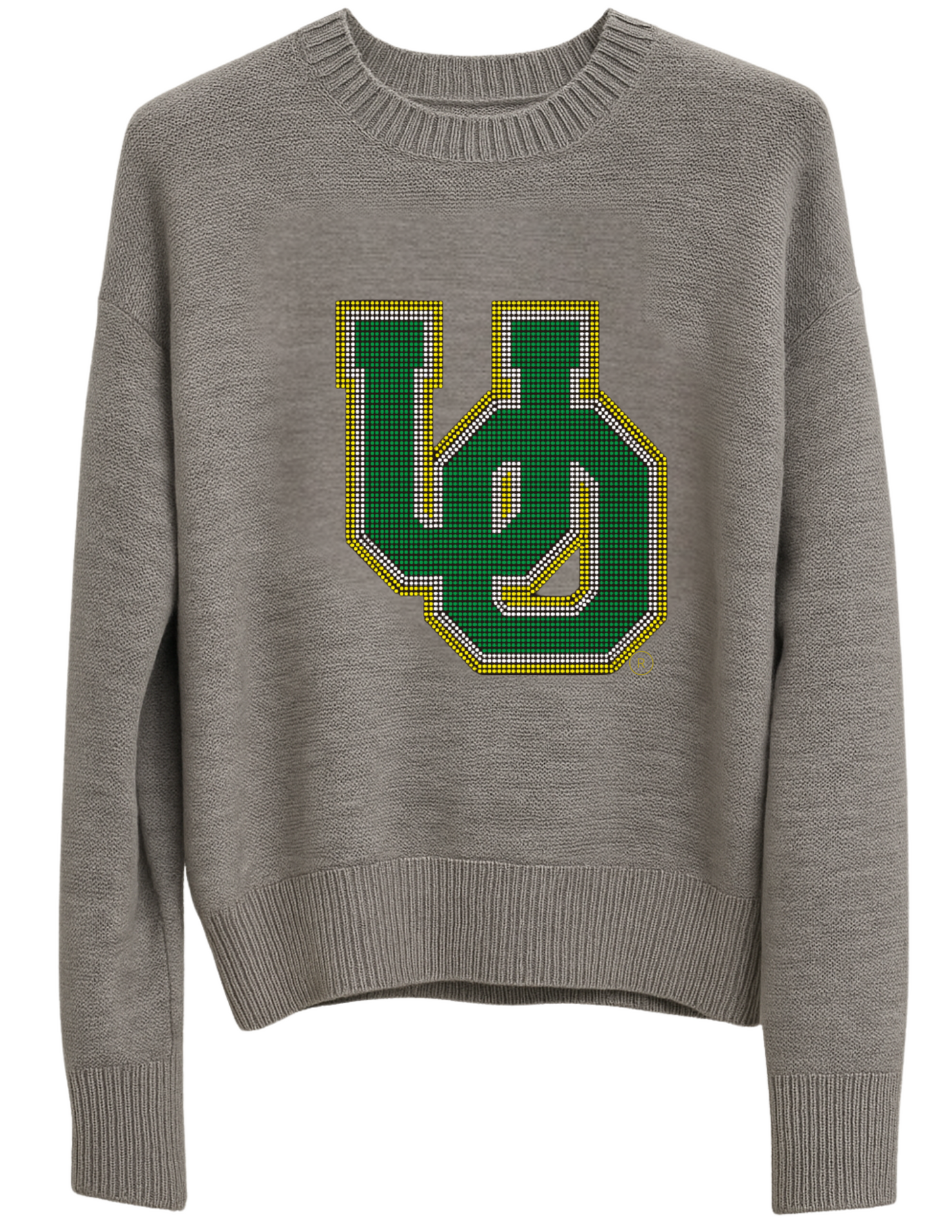 University Of Oregon Gray Crewneck Large Interlocking UO Sweater