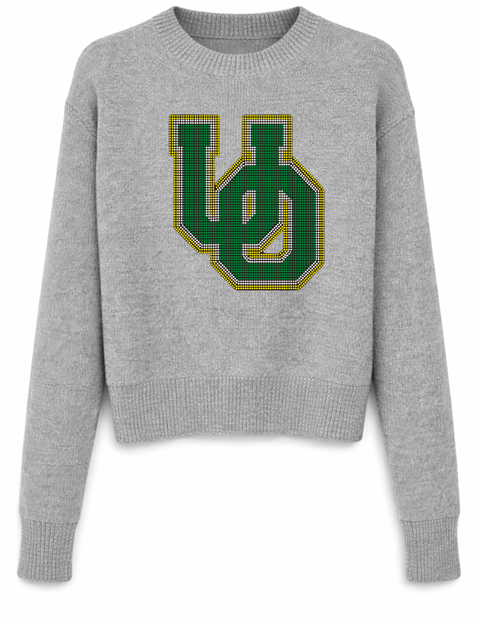 University Of Oregon Large Interlocking UO Gray Crewneck Sweater