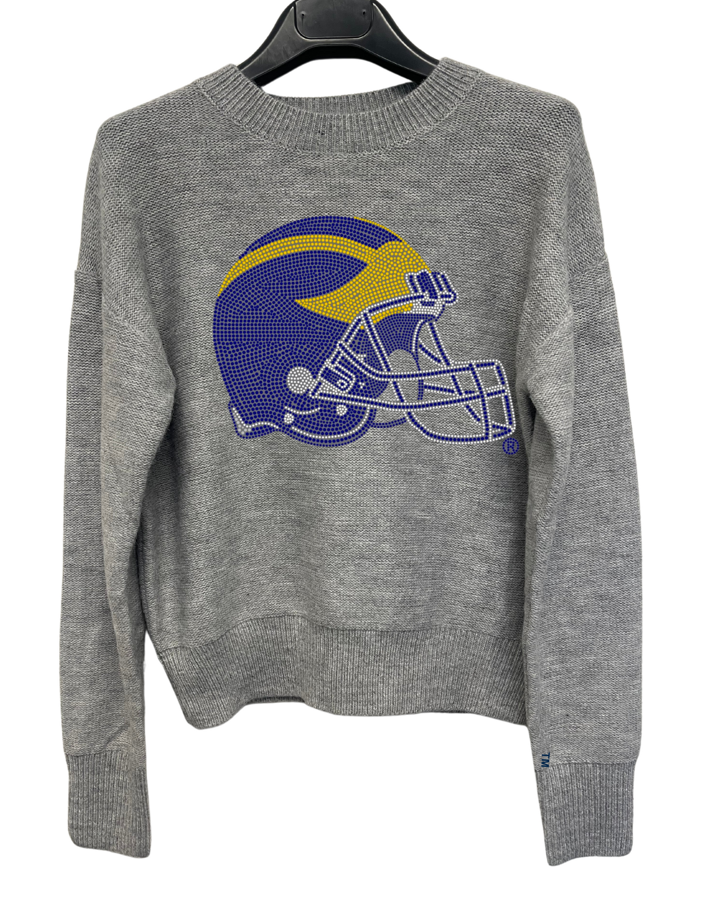 University of Michigan Helmet Gray Crewneck Sweater