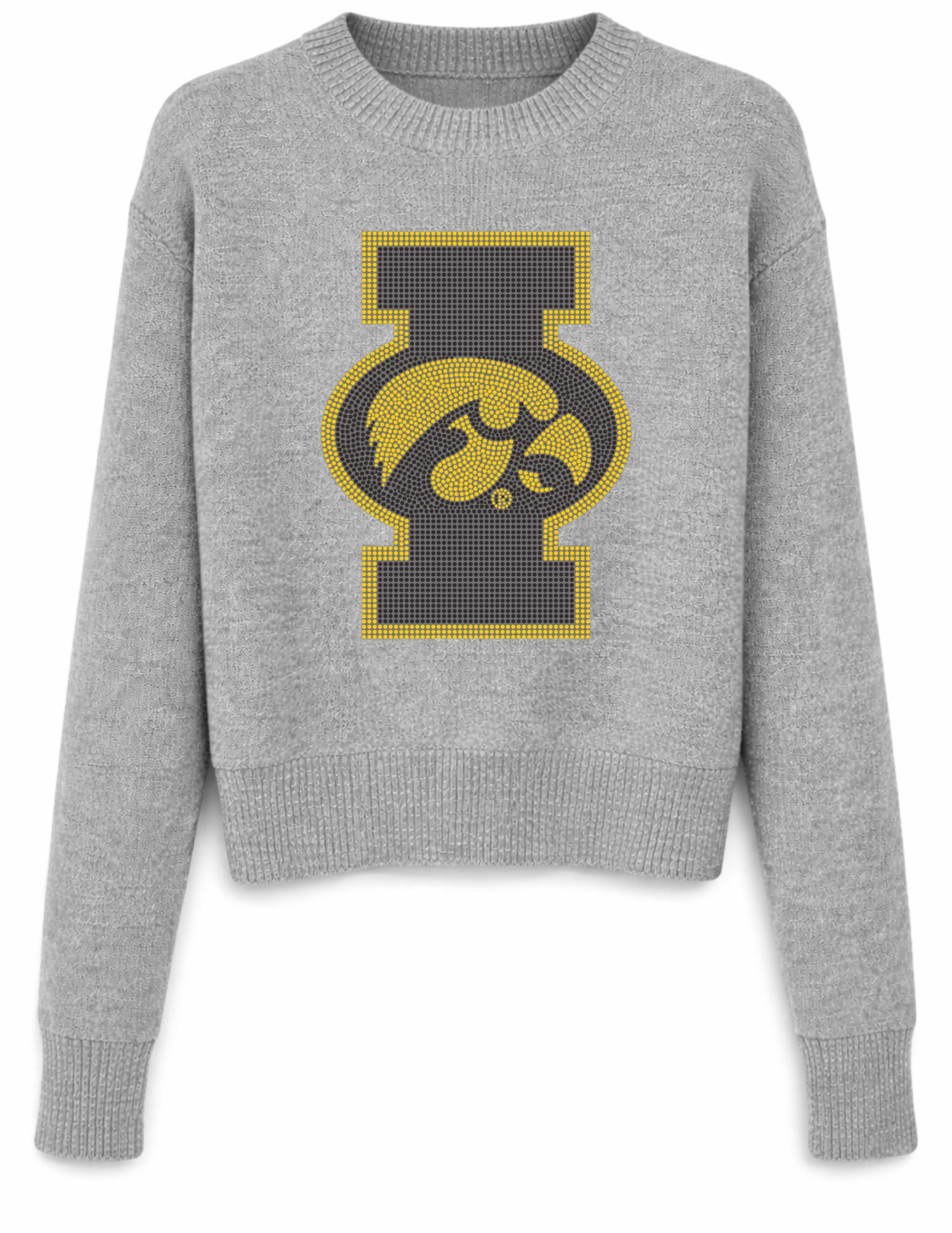 University of Iowa Block I with Tigerhawk Gray Crewneck Sweater