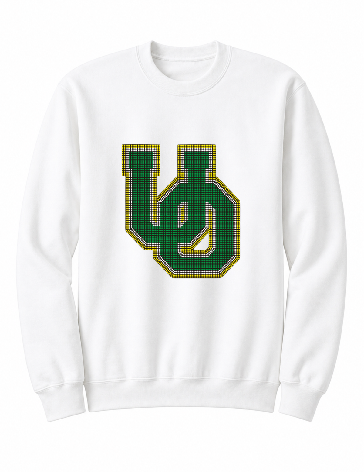 University Of Oregon Large Interlocking UO White Crewneck Sweatshirt