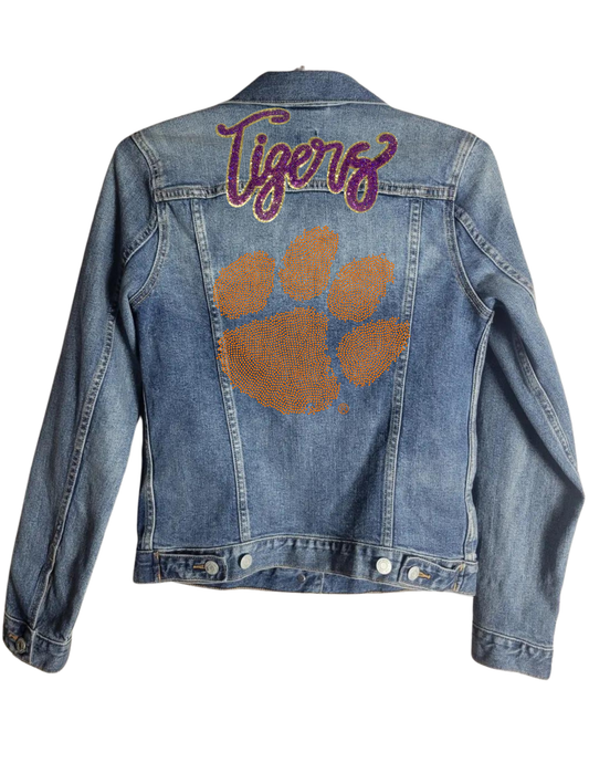 Licensed Game Day Jacket, Blue Denim, Clemson Tigers Paw