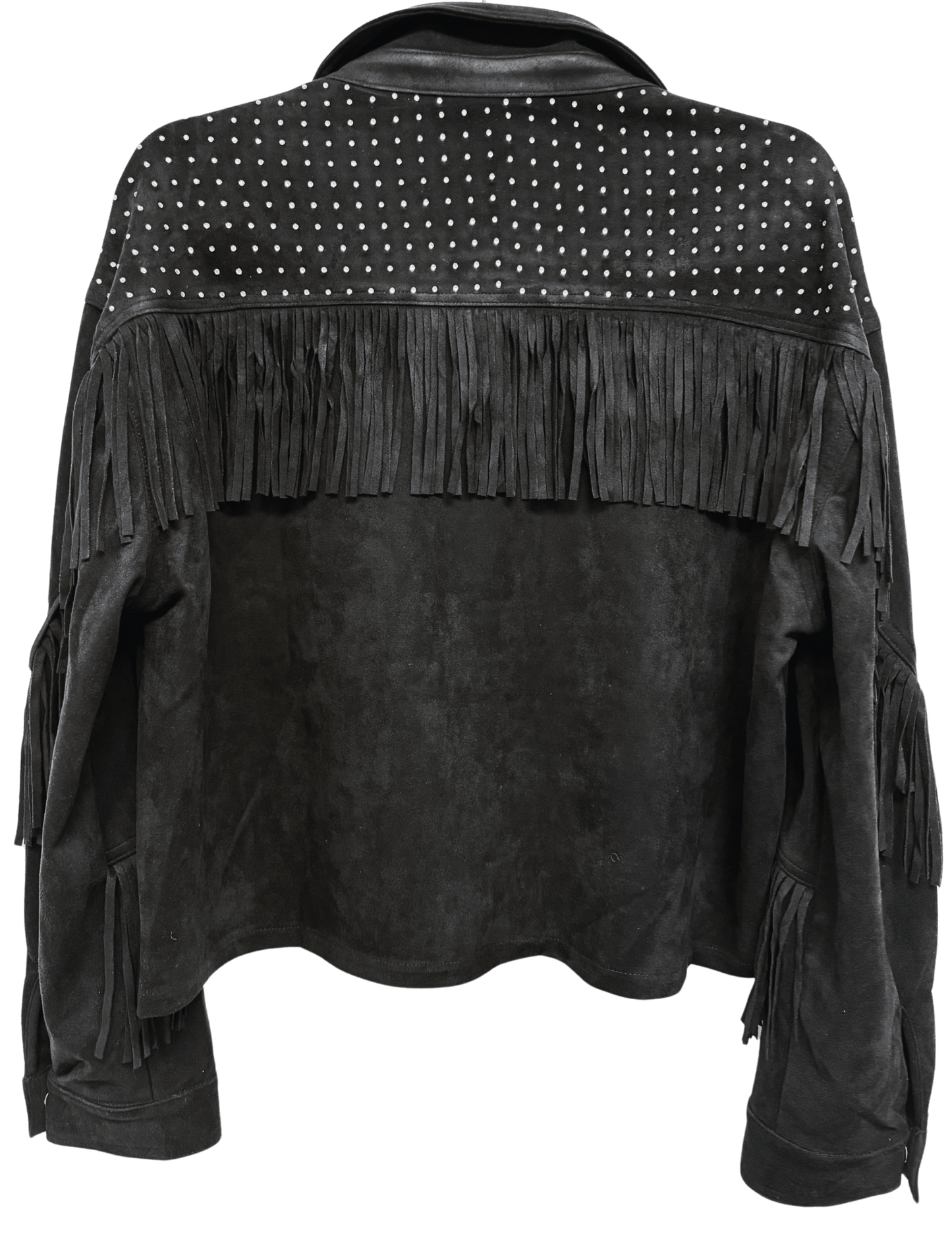 Jacket, Suede Fringe Black, Crystal Waterfall