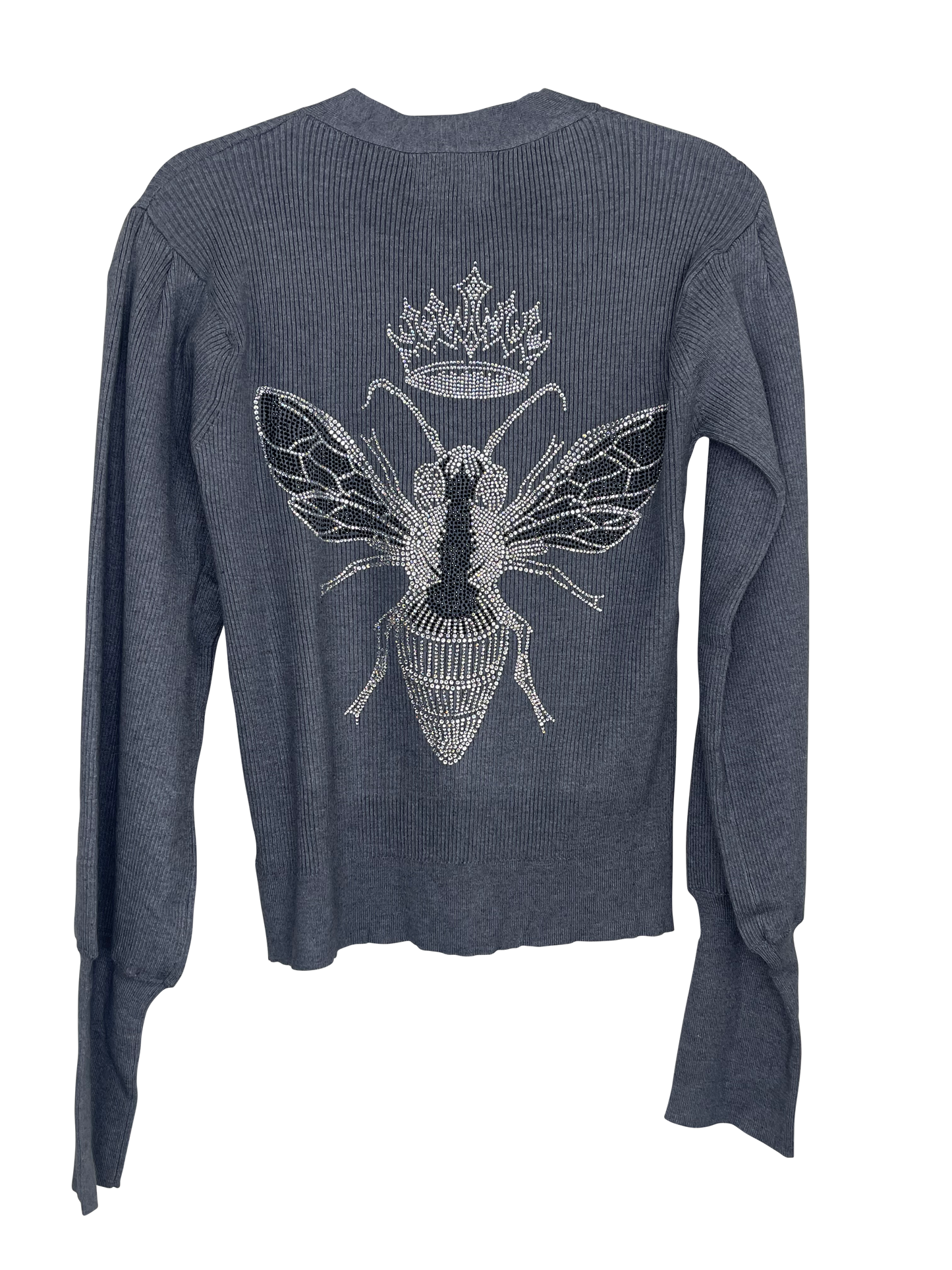 Sweater, Cardigan Gray, Silver Queen Bee