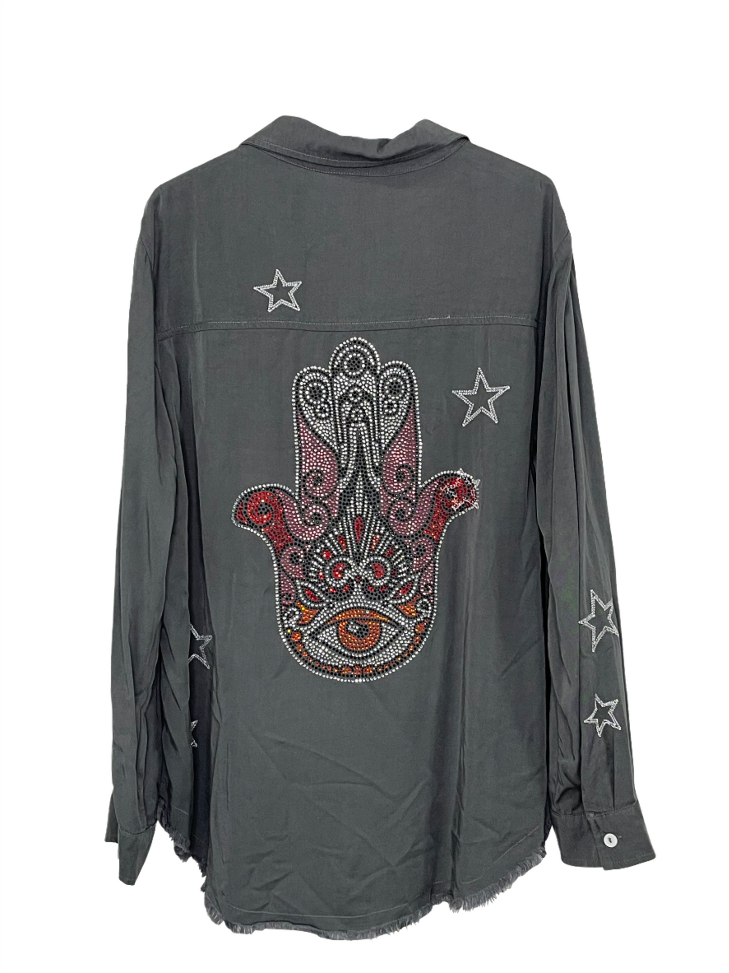 Shirt, Embroidered Star Gray, Hamsa