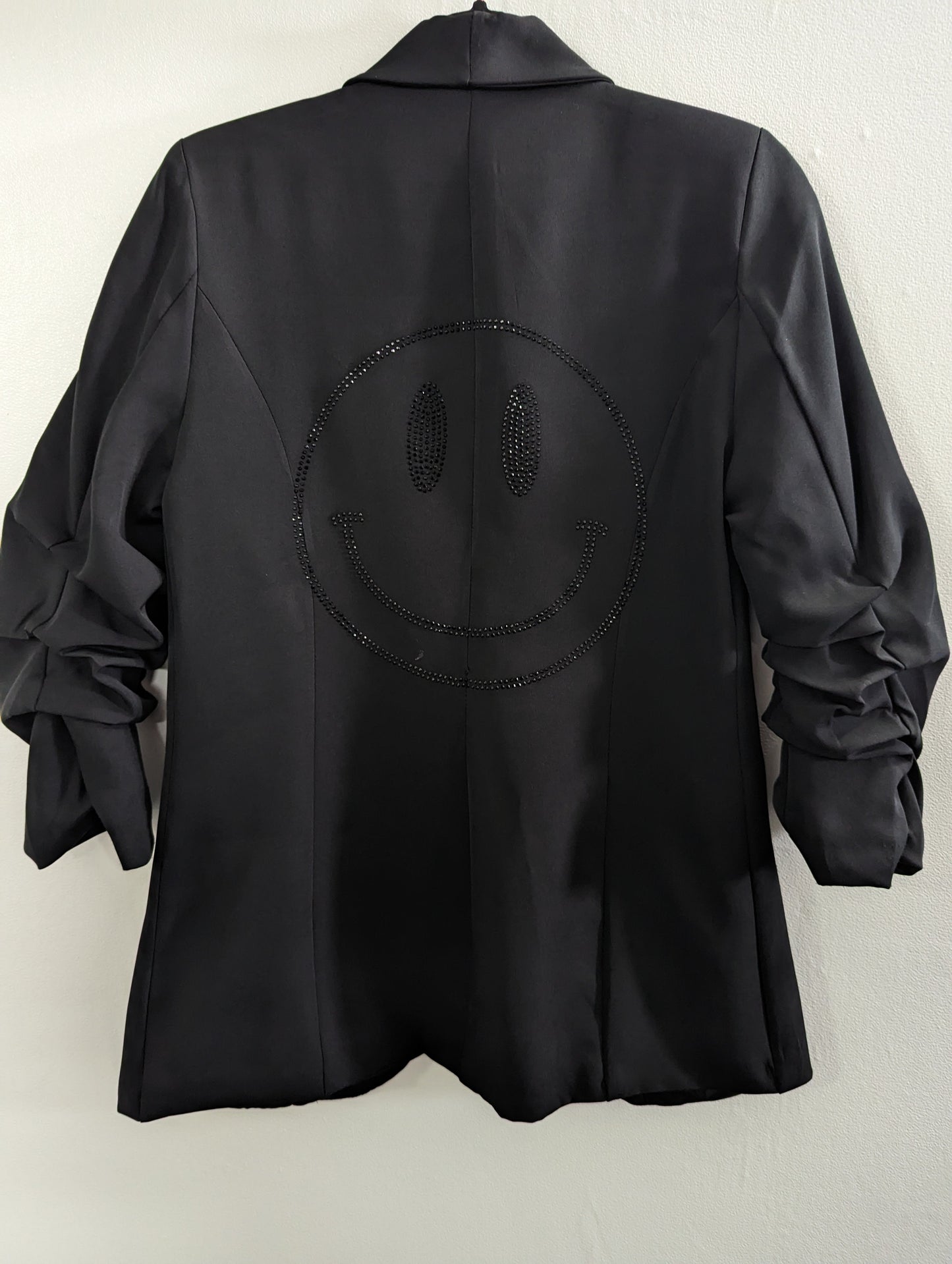 Blazer, Ruched Black, Black Crystal Smiley