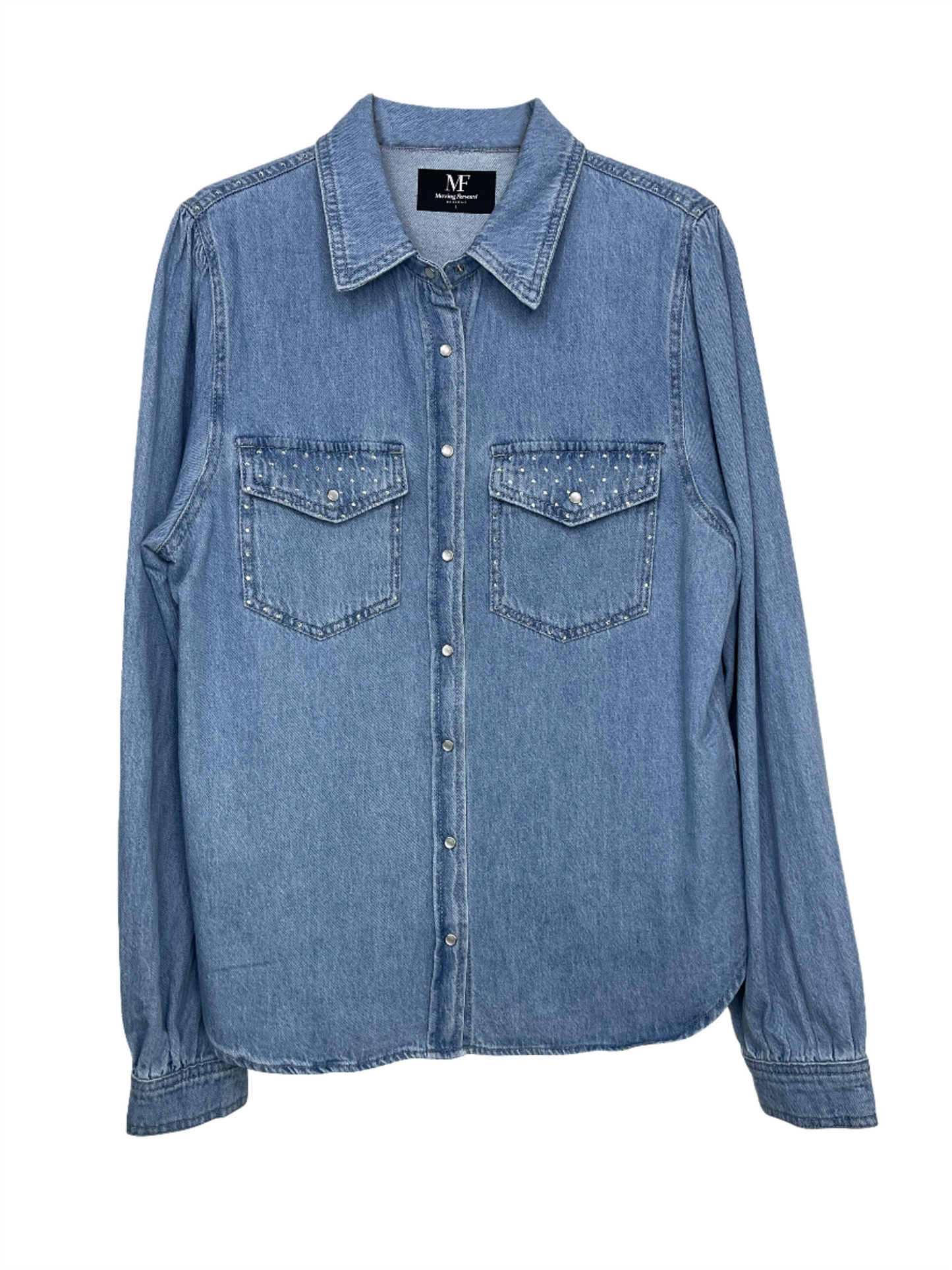 Shirt, Denim Shirred, Waterfall Pockets & Shoulder Line (