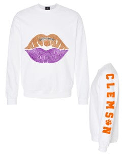 Licensed Game Day, Sweatshirt, Clemson Football Lips & Sleeve