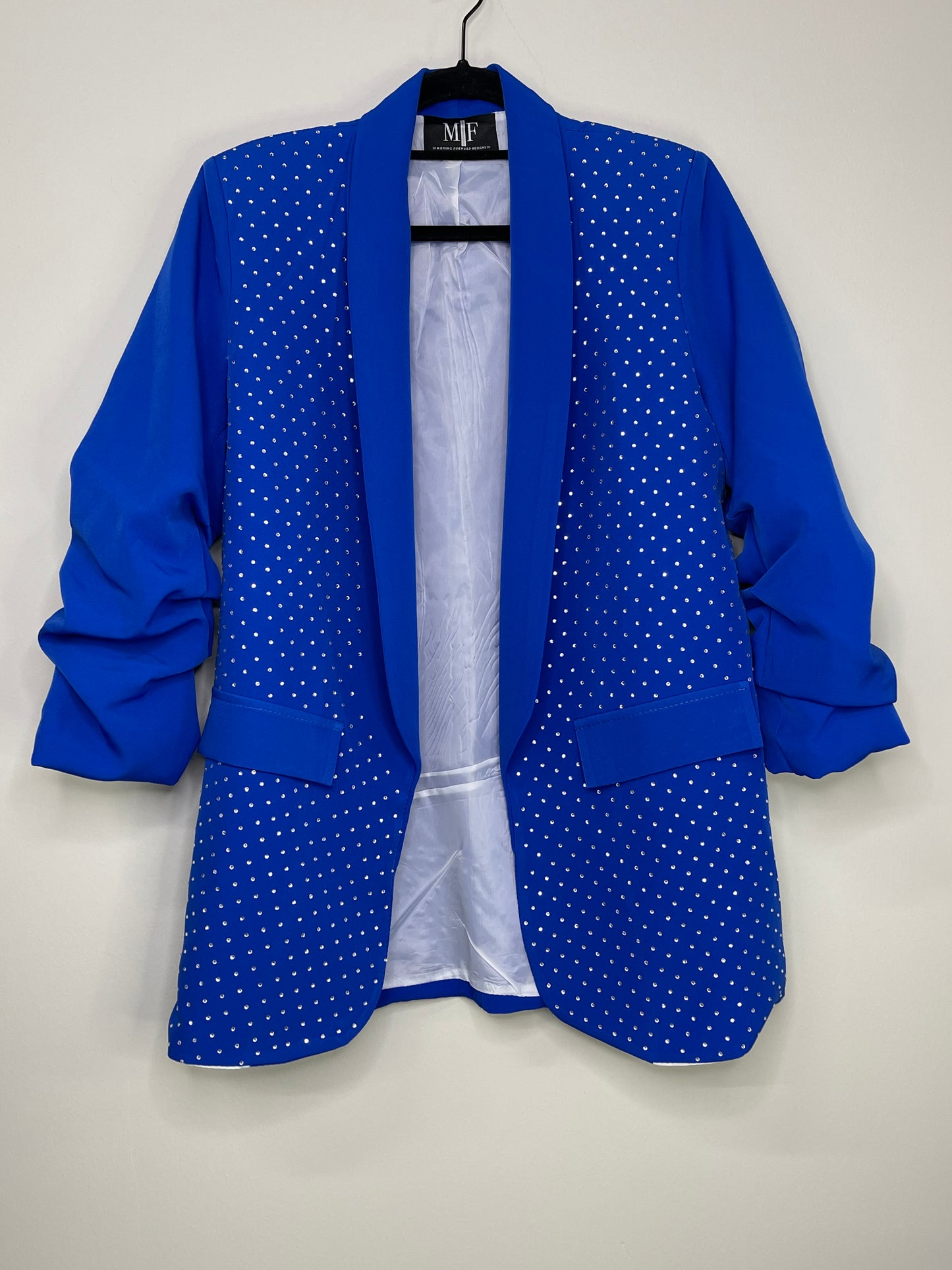 Blazer, Ruched Royal Blue, Clear Full Waterfall Front & Back