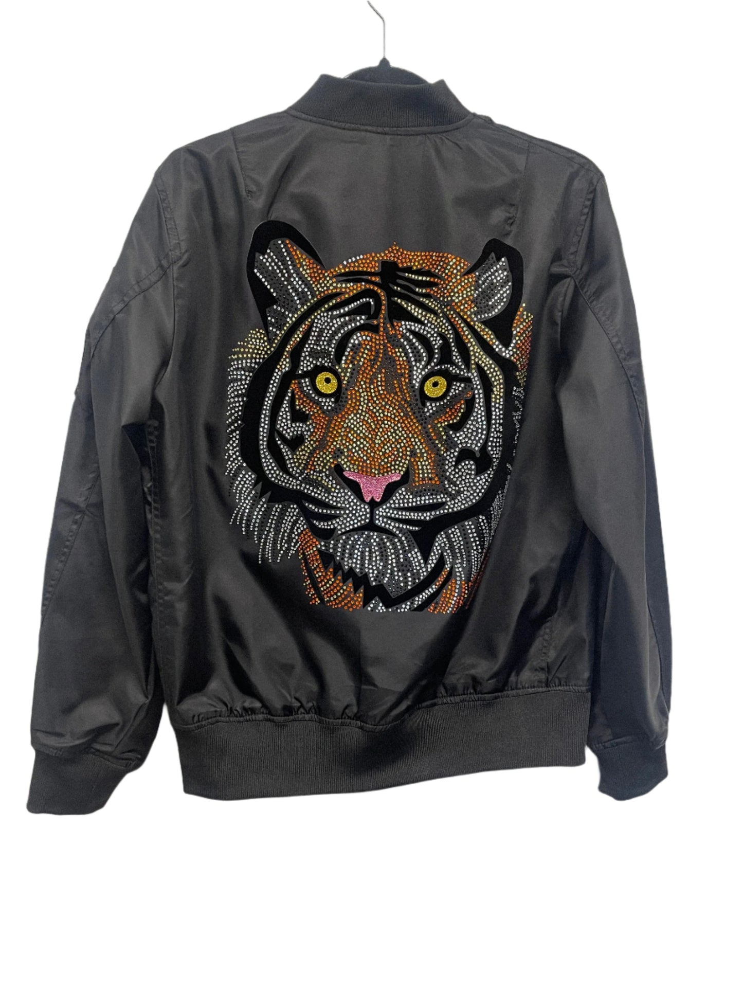 Jacket, Bomber Black, Orange Tiger Face