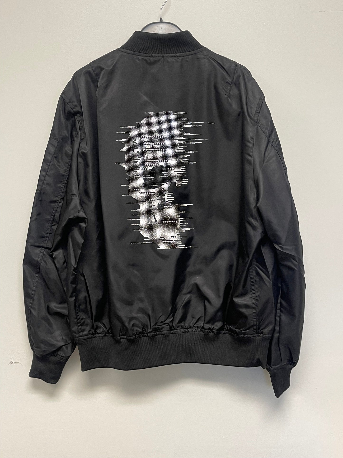 Jacket, Bomber Black, Silver Faded Skull