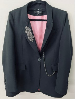 Blazer, Black w/ Pink Lining, Medallion & Chain