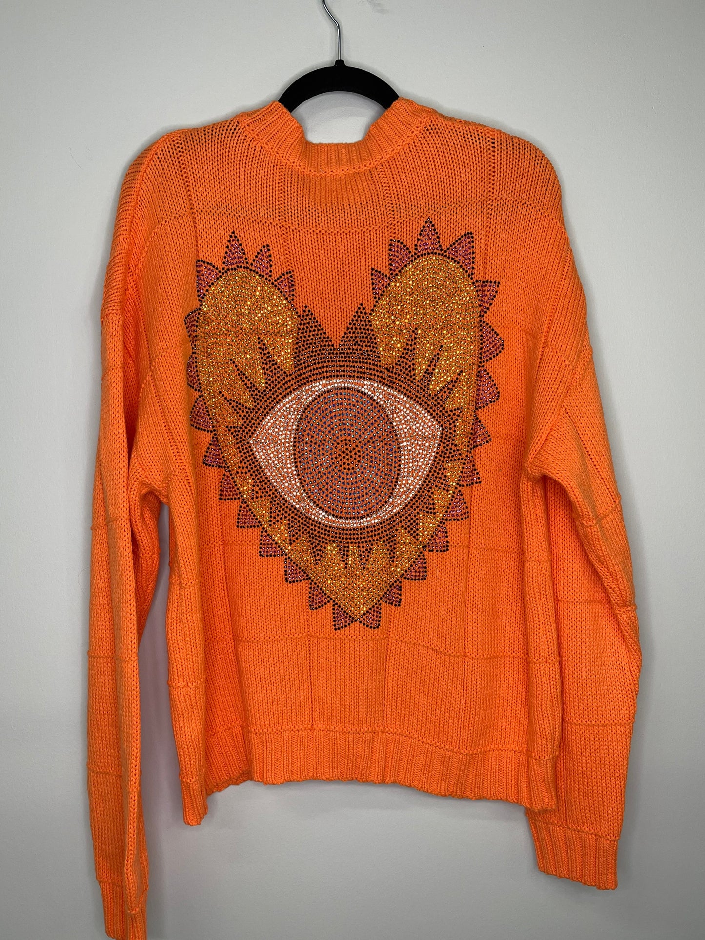 Sweater, Diamond Stitch Orange, Crystal Heart Eye