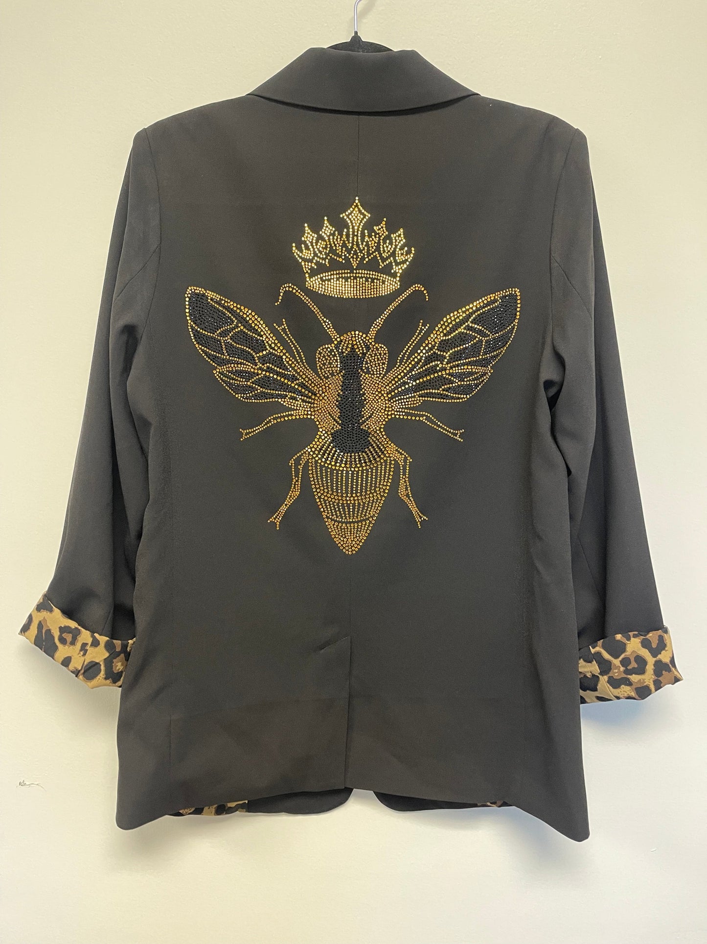 Blazer, Leopard Lined Black, Gold Queen Bee