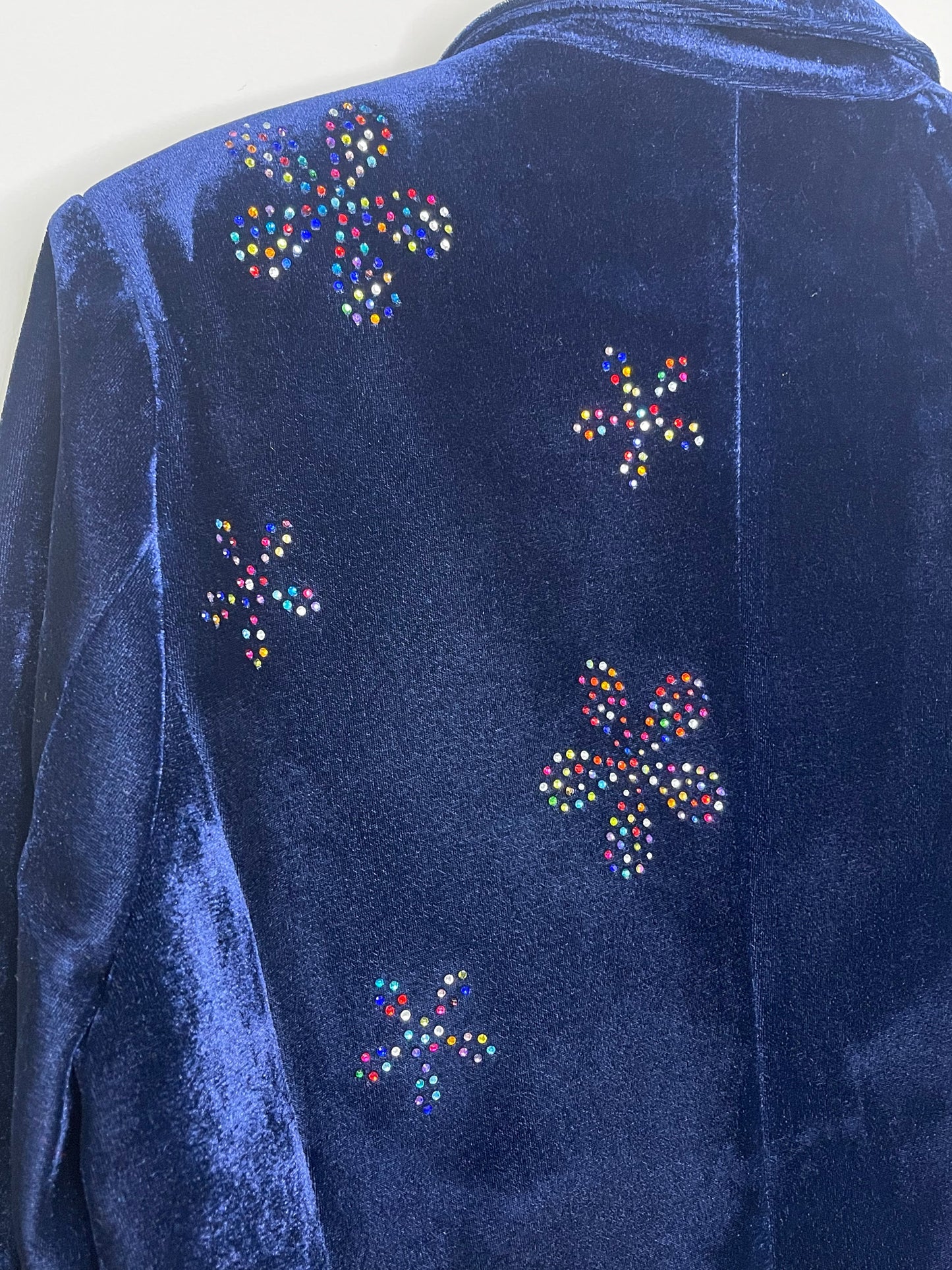 Blazer, Velvet Midnight Blue, Floral Cluster