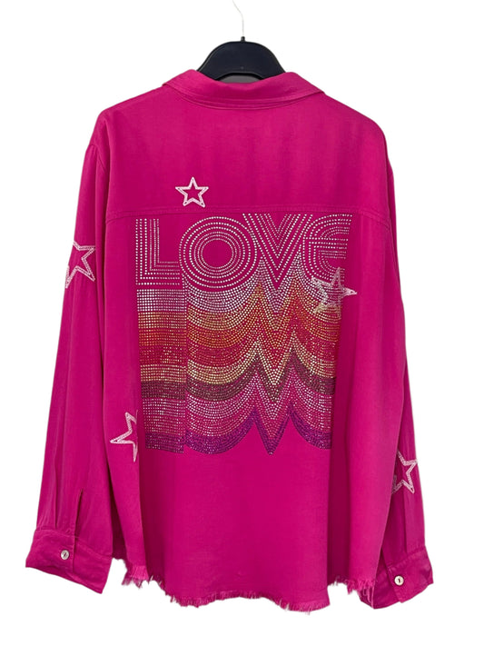 Shirt, Embroidered Star Pink, Love Repeater