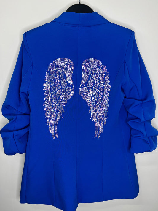 Blazer, Ruched Royal Blue, Iridescent Wings