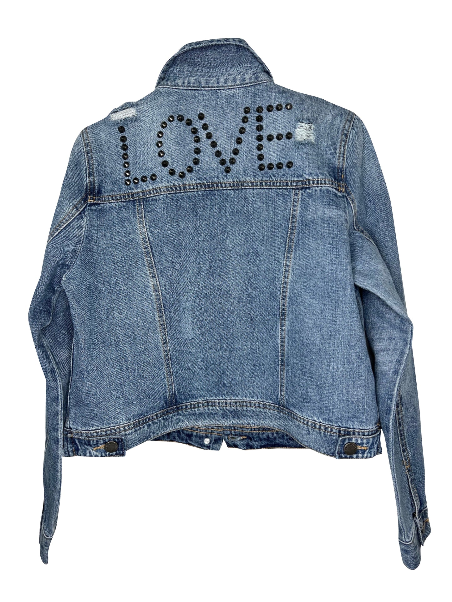 Jacket, Blue Denim, Love Studs