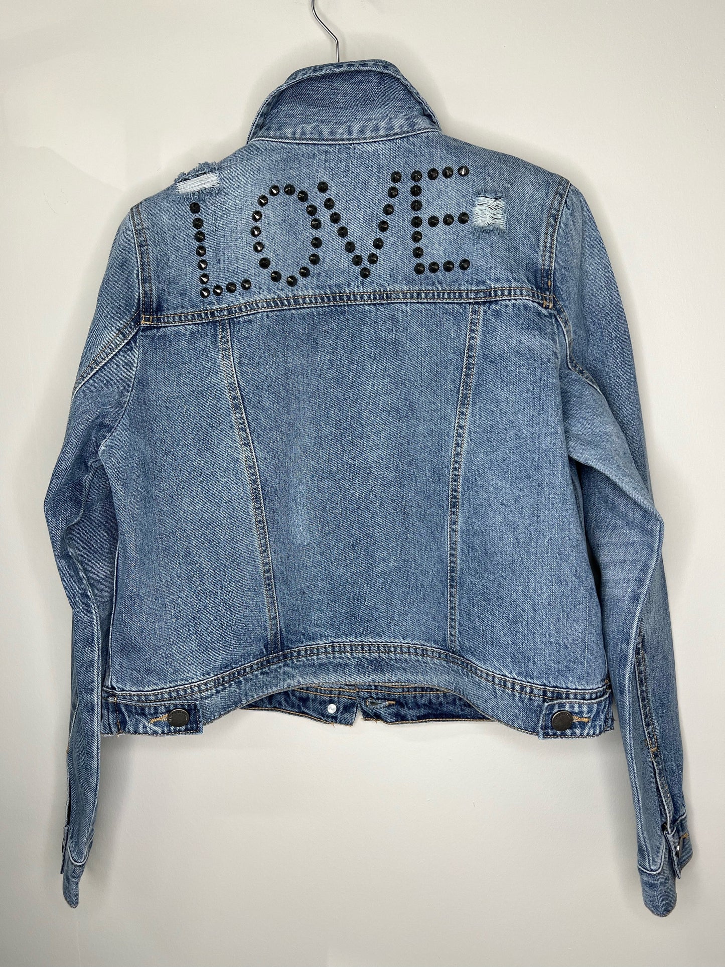 Jacket, Blue Denim, Love Studs