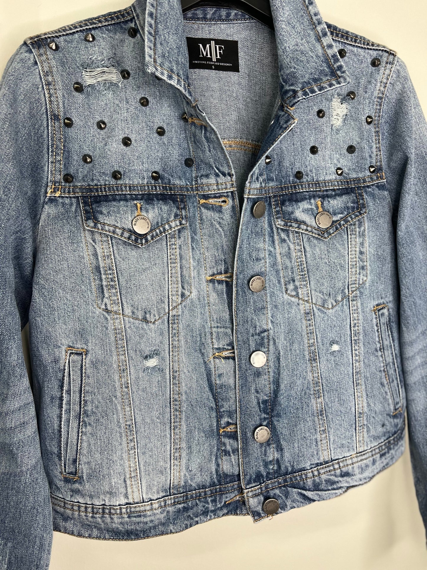 Jacket, Blue Denim, Love Studs