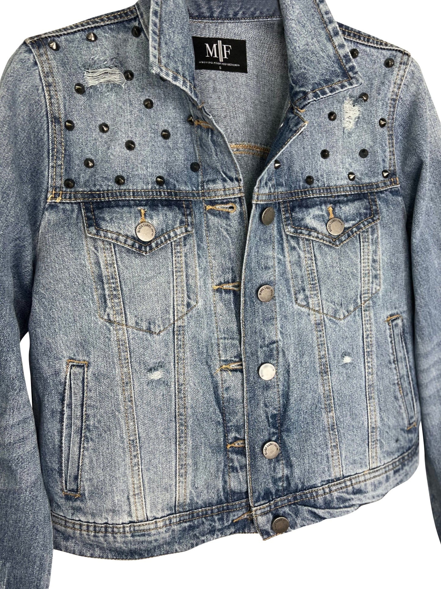 Jacket, Blue Denim, Love Studs