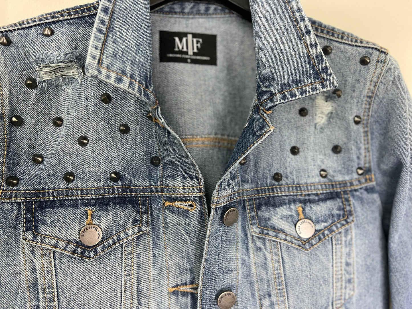 Jacket, Blue Denim, Love Studs