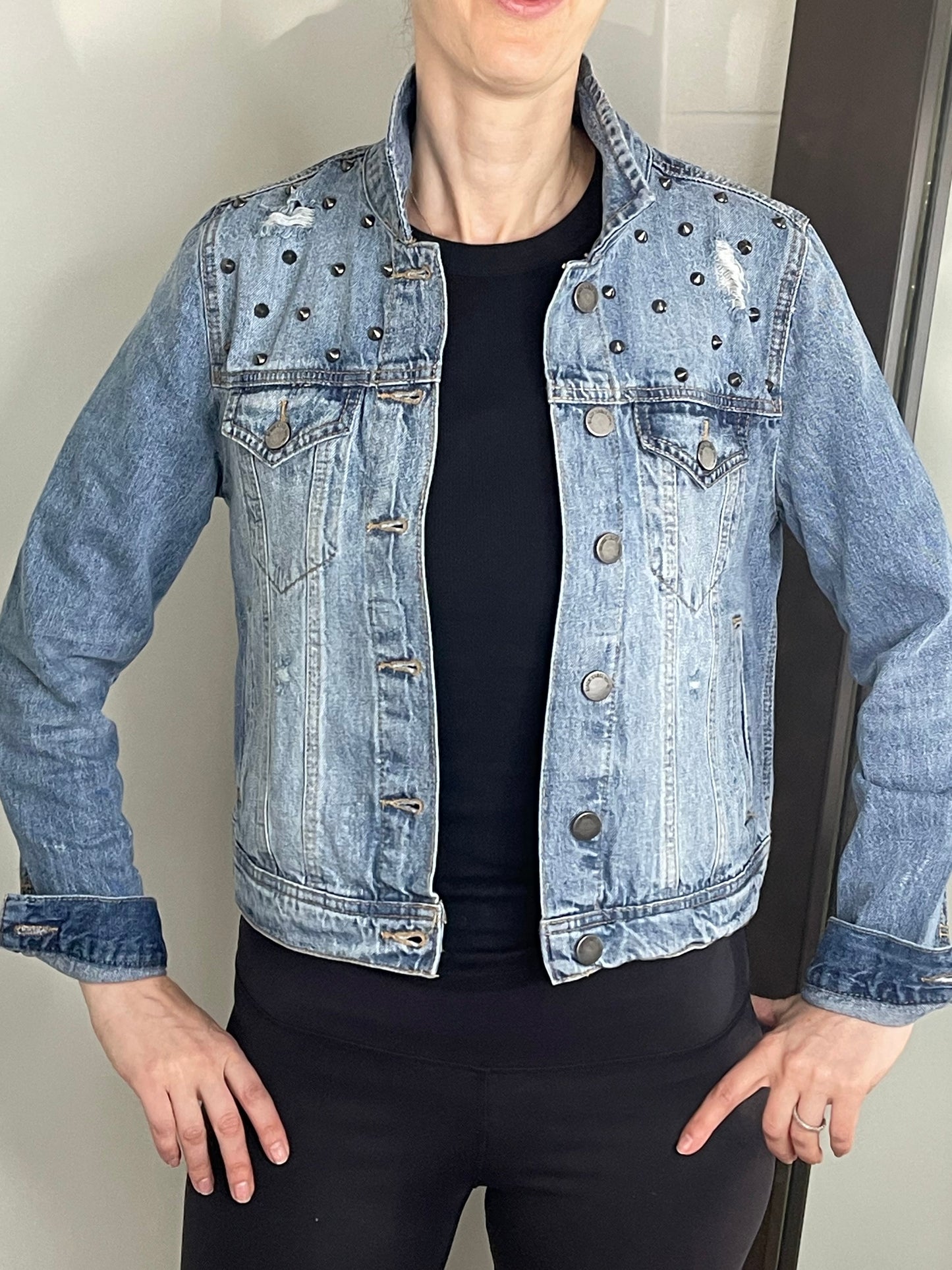 Jacket, Blue Denim, Love Studs