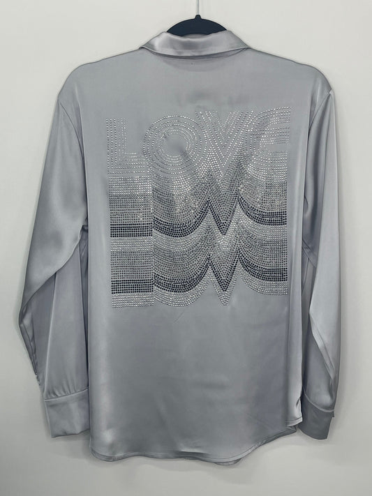 Shirt, Silky Silver, Gunmetal Love Repeater