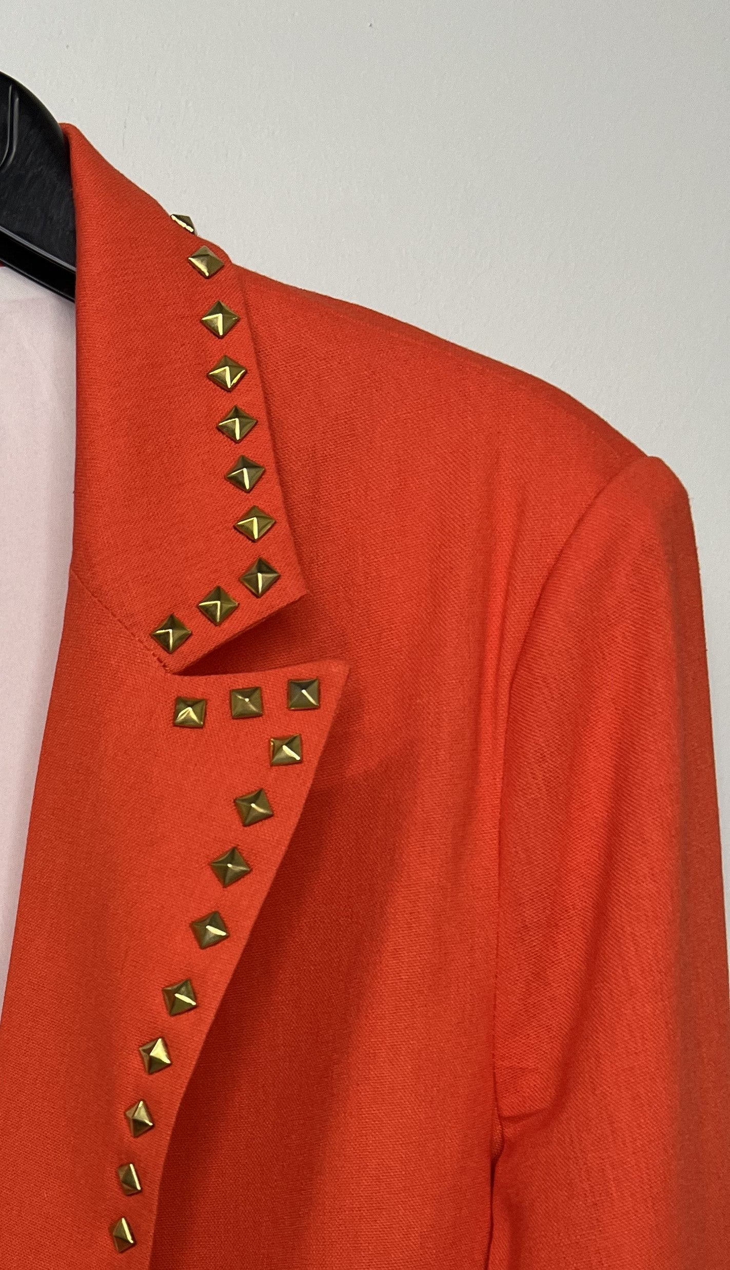 Blazer, Linen Orange, Gold Studs