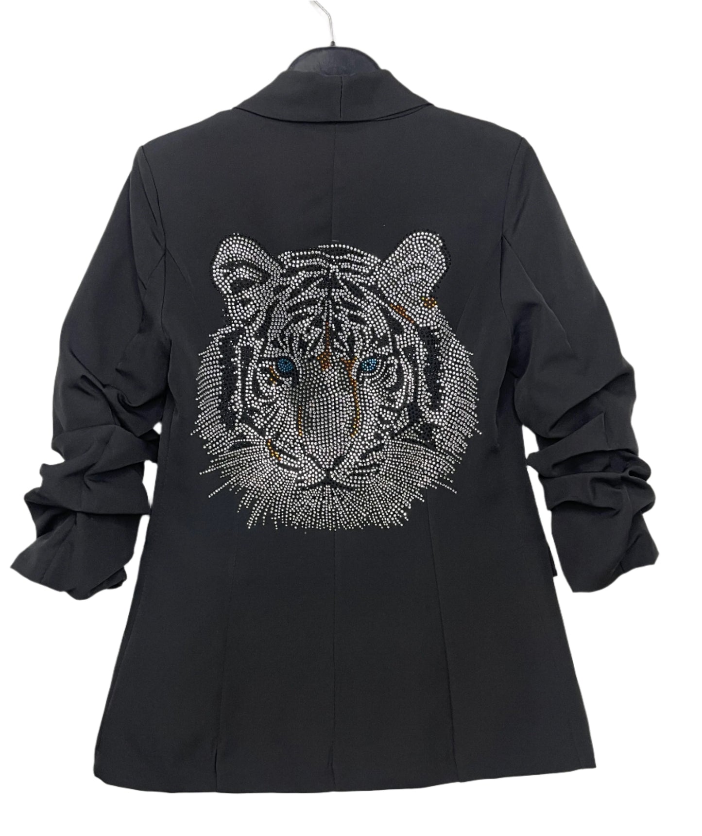 Blazer, Ruched Black, Silver Tiger Face