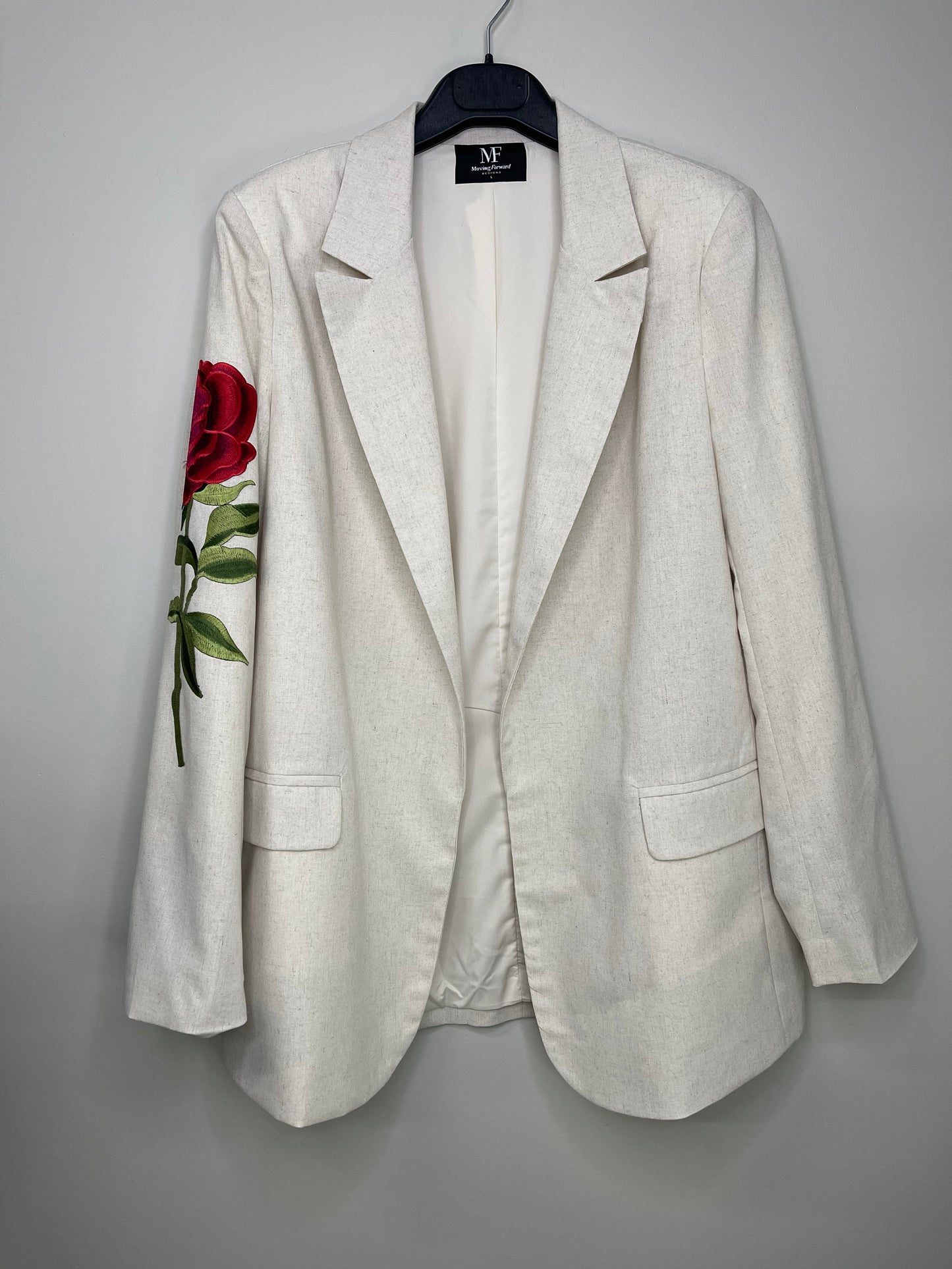 Blazer, Linen Natural, Rose Sleeve