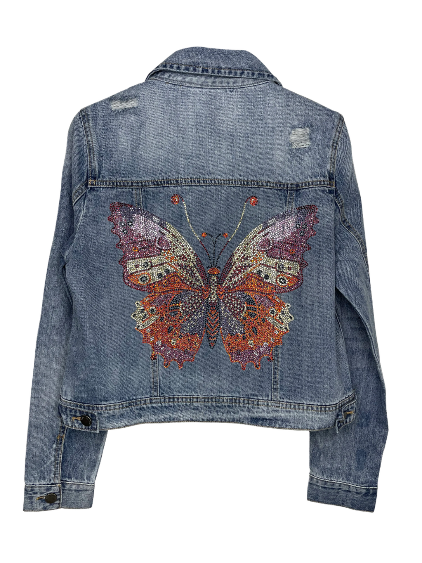 Jacket, Blue Denim, Butterflies