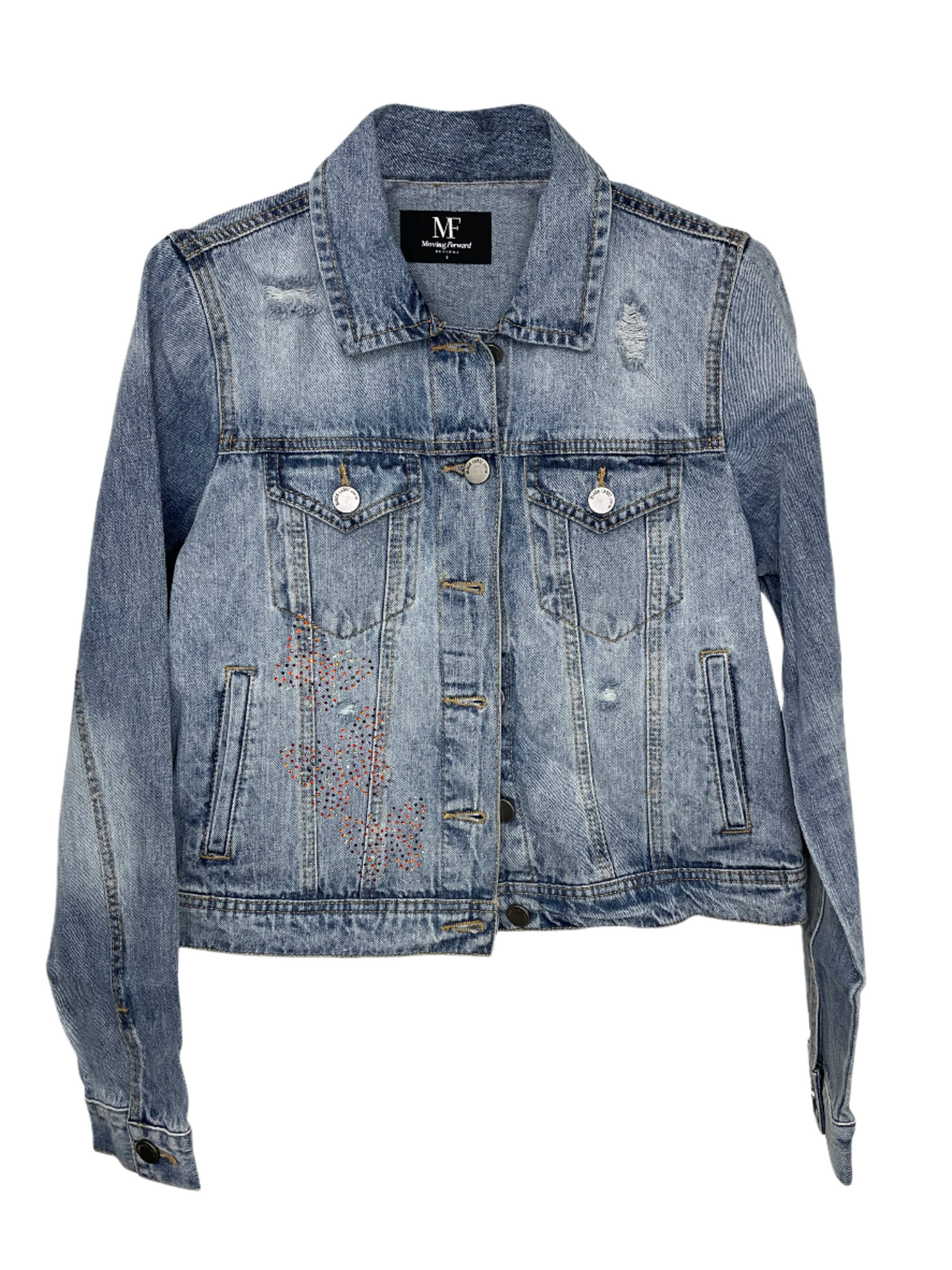 Jacket, Blue Denim, Butterflies