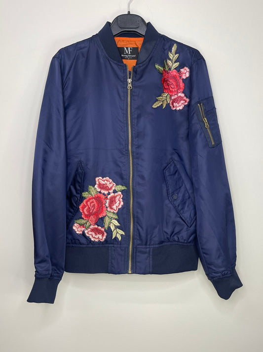 Jacket, Bomber Navy, Floral Patches