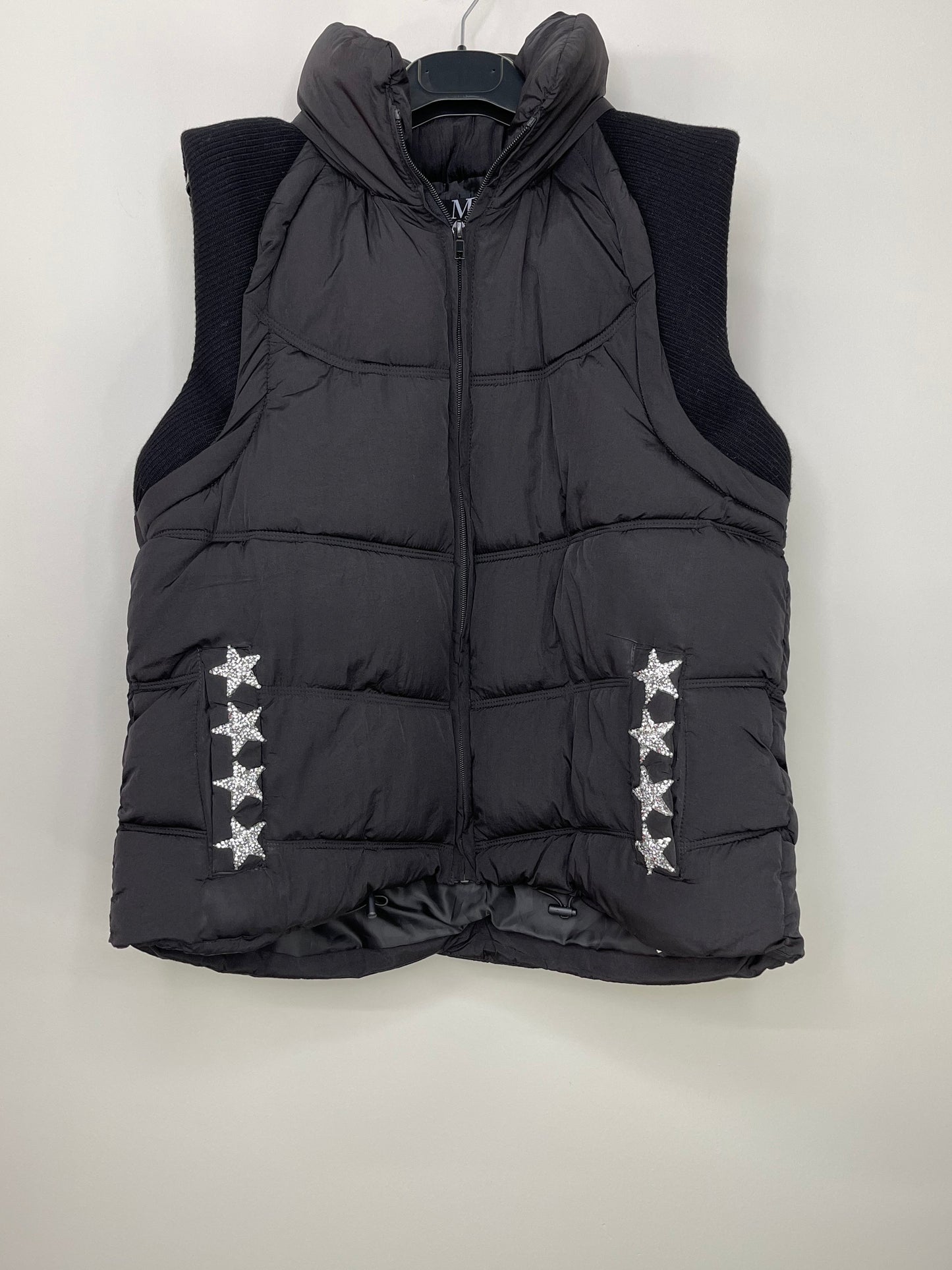 Vest, Puffer Black, Silver Stars