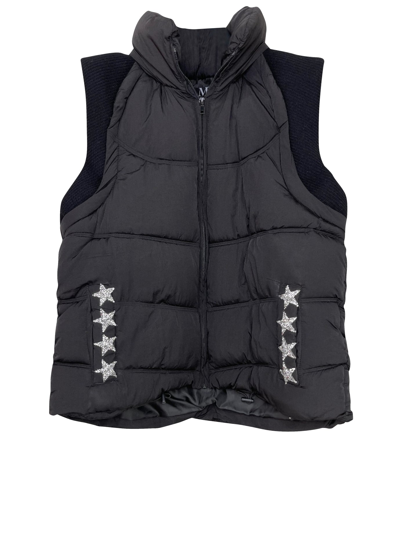 Vest, Puffer Black, Silver Stars