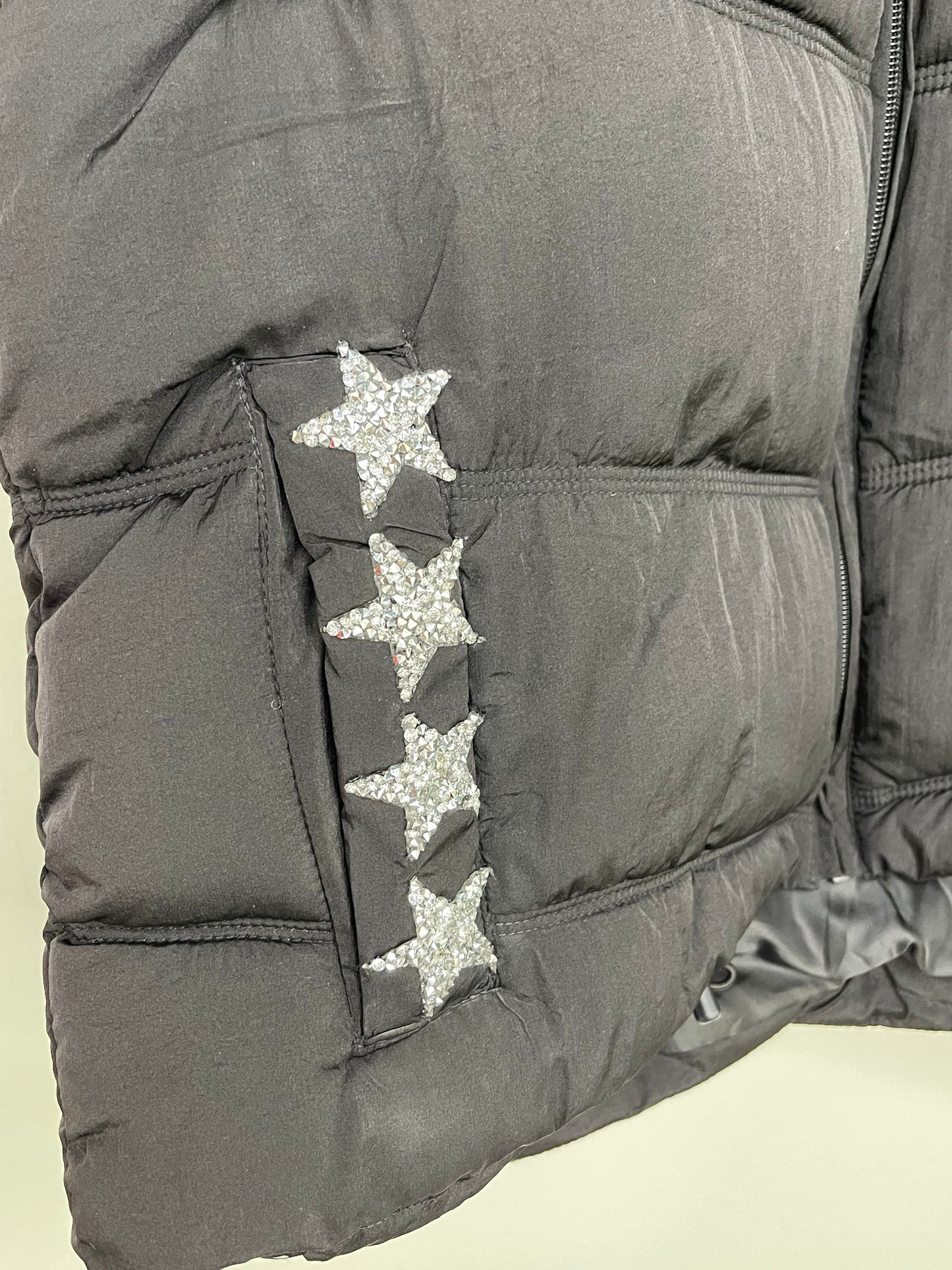 Vest, Puffer Black, Silver Stars