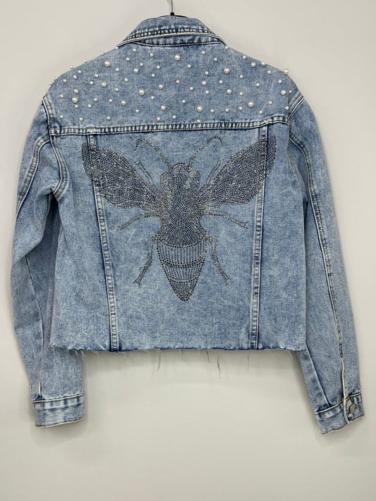 Jacket, Blue Denim, Pearls & Gunmetal Queen Bee