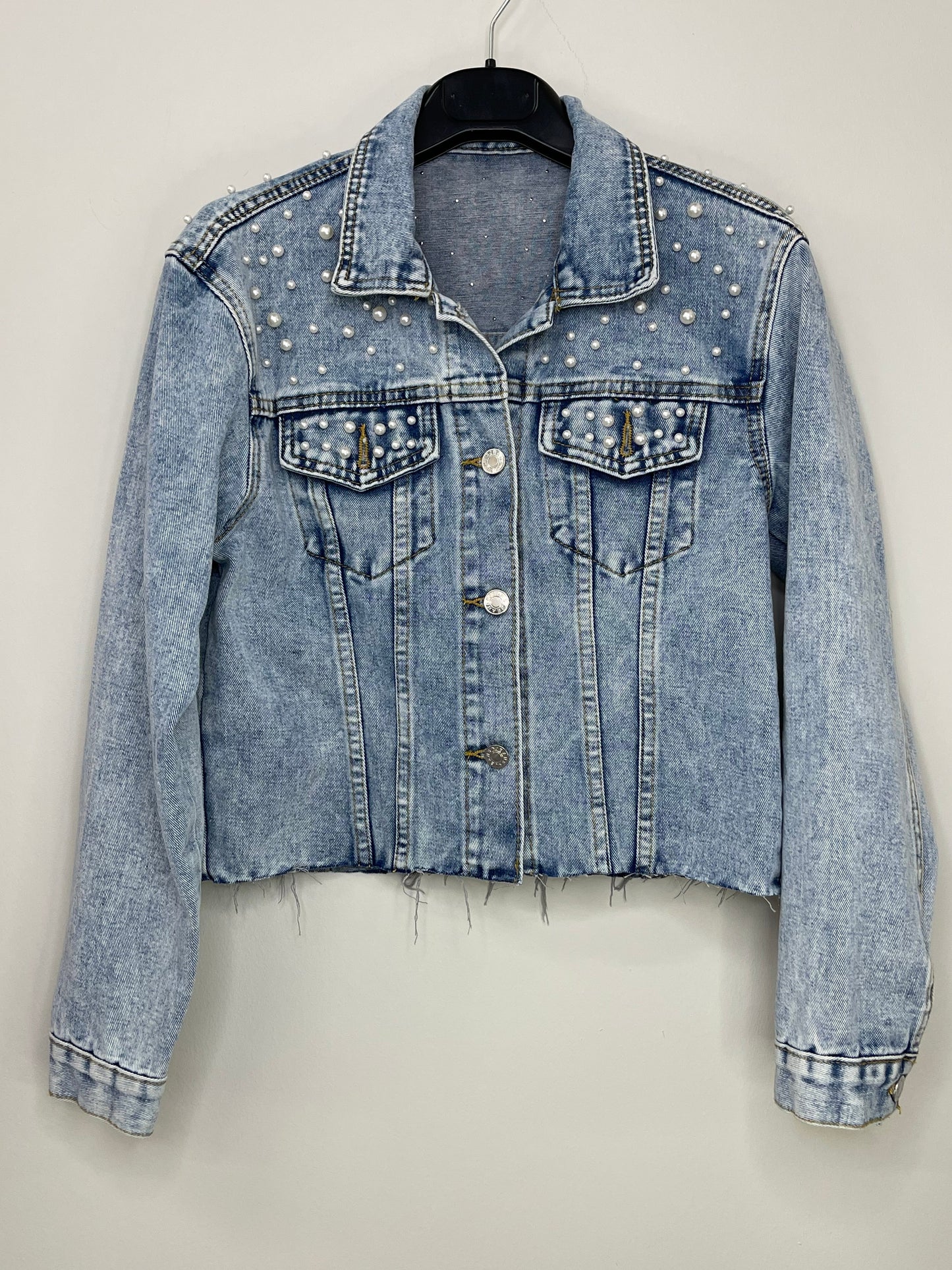 Jacket, Blue Denim, Pearls & Gunmetal Queen Bee