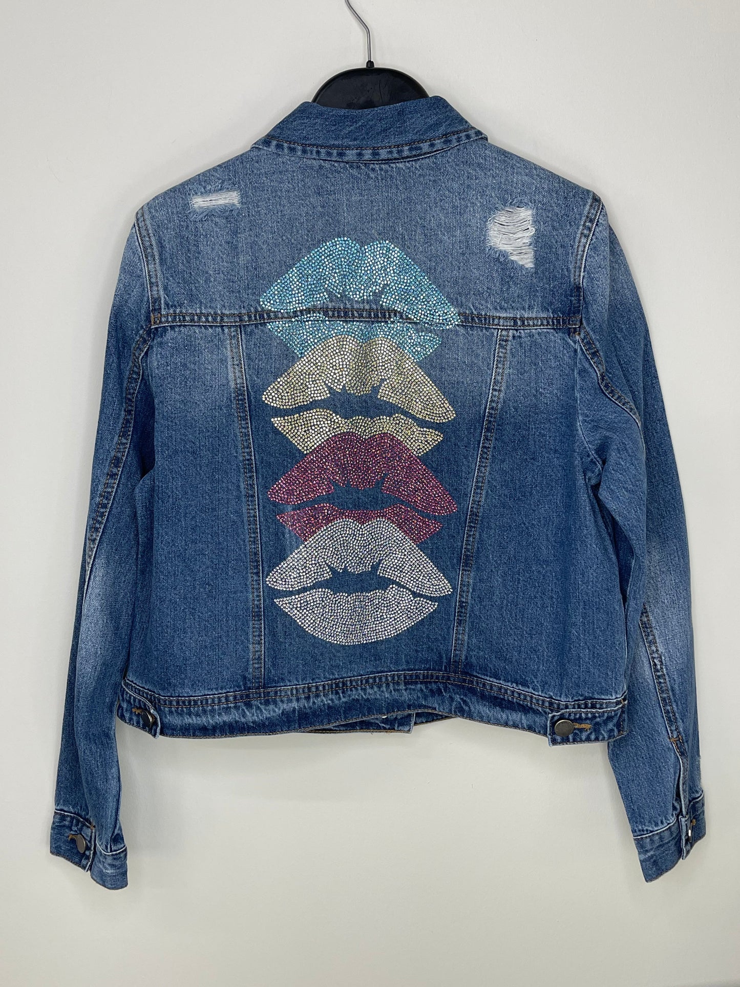 Jacket, Blue Denim, Lips Line Up