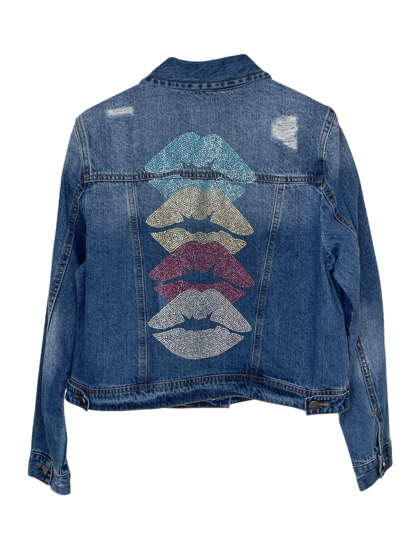 Jacket, Blue Denim, Lips Line Up